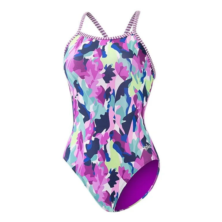 Dolfin Womens Tie Dye Juniors Plus Moderate Coverage One Piece Swimsuit