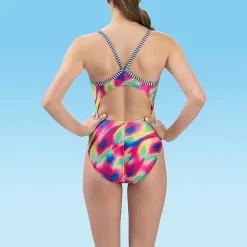 Dolfin Womens Tie Dye Juniors Plus Moderate Coverage One Piece Swimsuit