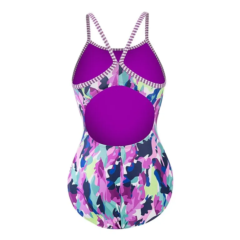 Dolfin Womens Tie Dye Juniors Plus Moderate Coverage One Piece Swimsuit