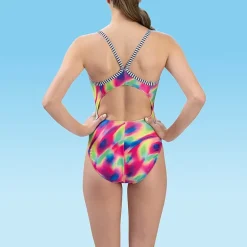 Dolfin Womens Tie Dye Juniors Plus Moderate Coverage One Piece Swimsuit
