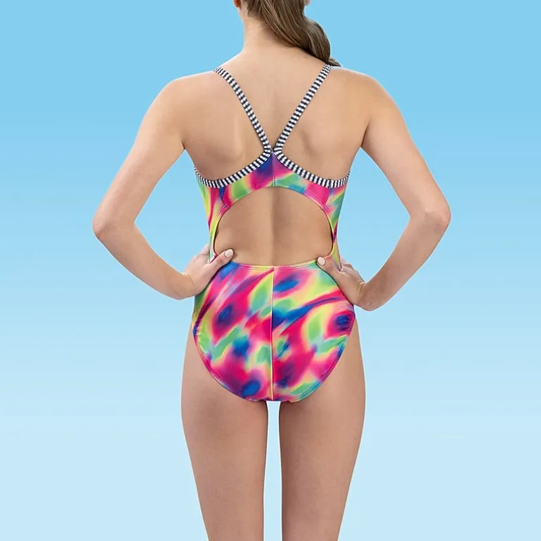 Dolfin Womens Tie Dye Juniors Plus Moderate Coverage One Piece Swimsuit