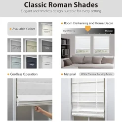 Dover Cordless Room Darkening Roman Shade