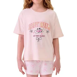 Dream Big Peace Out Little & Big Kid Girls Crew Neck Short Sleeve 2-pc. Pajama Set