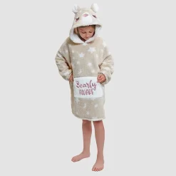 Dream Big Peace Out Lounger Little & Big Kid Girls Plush Long Sleeve Hooded Nightgown