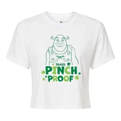 Dreamworks Shrek Pinch Proof Cropped Tee Womens Juniors Crew Neck Short Sleeve Regular Fit Graphic T-Shirt