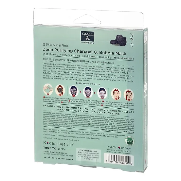 Earth Therapeutics 3 Pack Deep Purifying Charcoal Mask