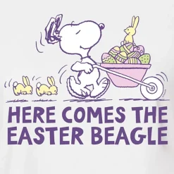 Easter Beagle Cropped Womens Juniors Crew Neck Short Sleeve Boxy Fit Peanuts Snoopy Graphic T-Shirt