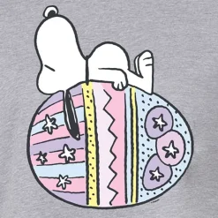 Easter Egg Cropped Womens Juniors Crew Neck Short Sleeve Boxy Fit Peanuts Snoopy Graphic T-Shirt