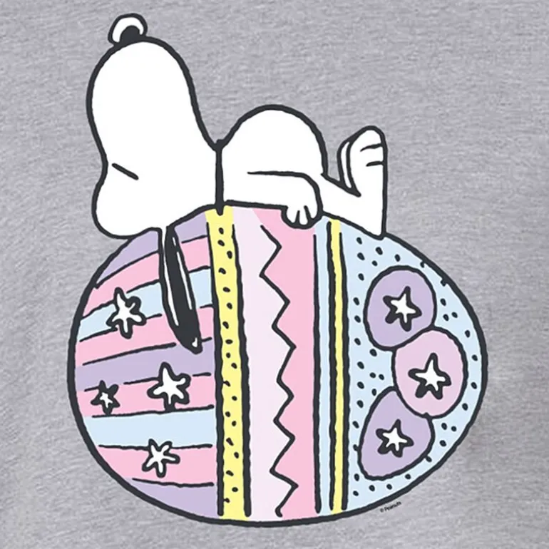 Easter Egg Cropped Womens Juniors Crew Neck Short Sleeve Boxy Fit Peanuts Snoopy Graphic T-Shirt
