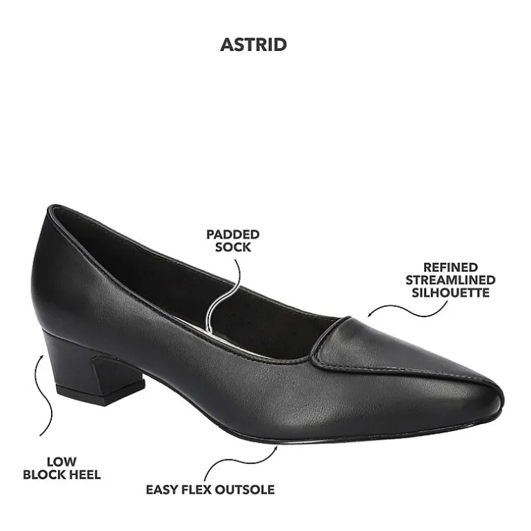 Easy Street Astrid Womens Almond Closed Toe Block Heel Pumps