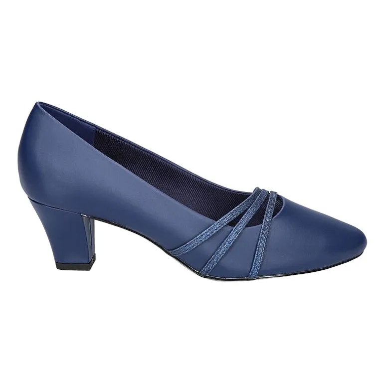 Easy Street Cristiny Womens Round Closed Toe Block Heel Pumps