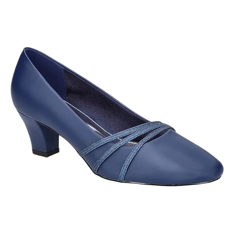 Easy Street Cristiny Womens Round Closed Toe Block Heel Pumps