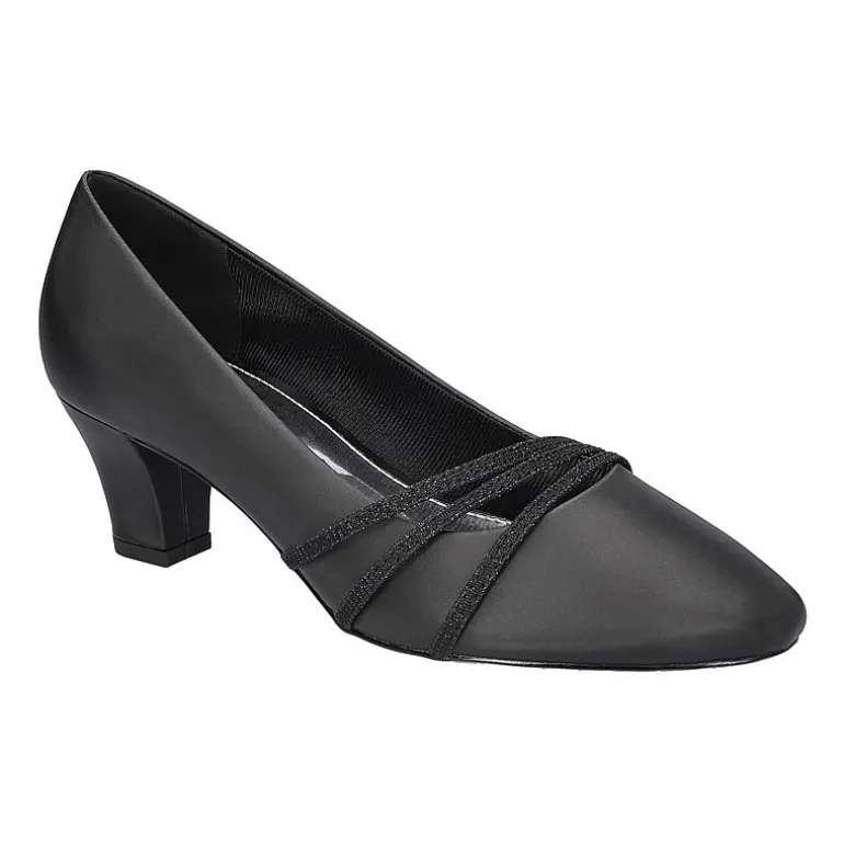 Easy Street Cristiny Womens Round Closed Toe Block Heel Pumps