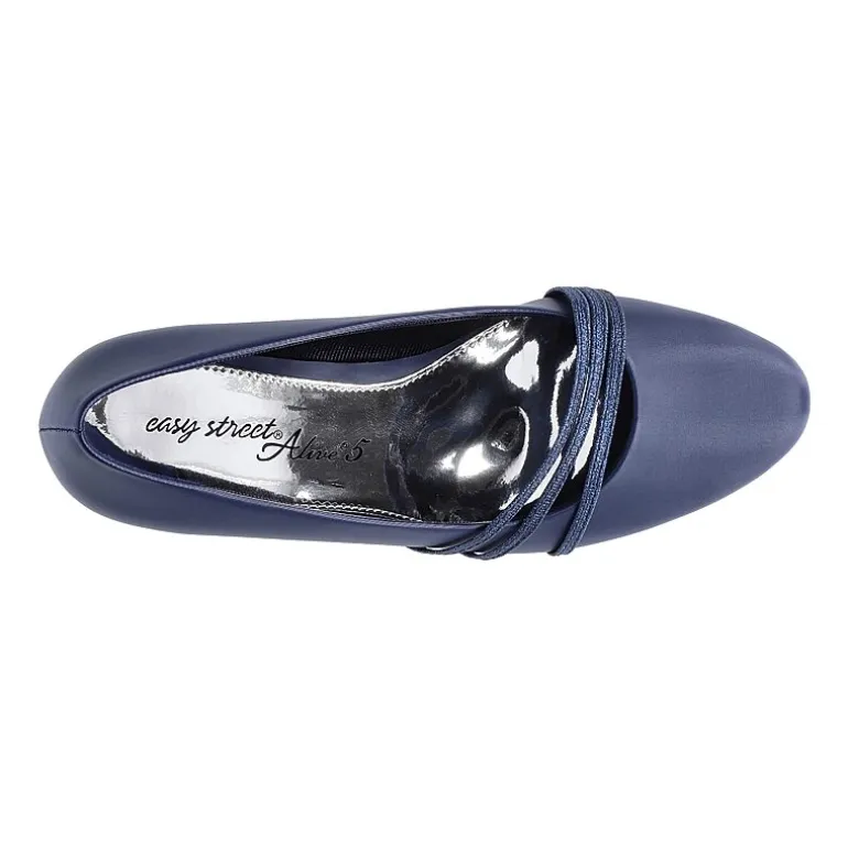 Easy Street Cristiny Womens Round Closed Toe Block Heel Pumps