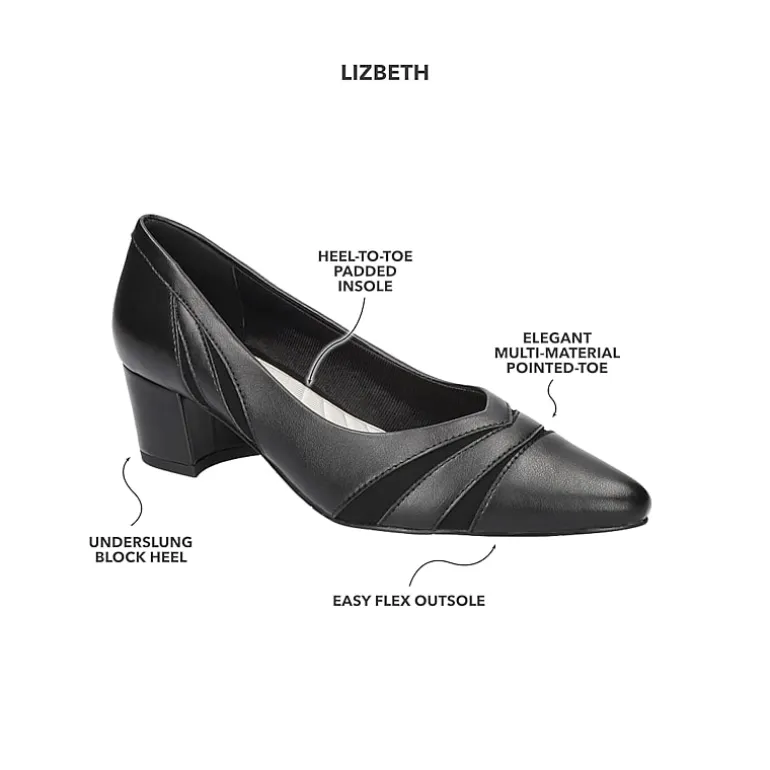 Easy Street Lizbeth Womens Pointed Closed Toe Block Heel Pumps