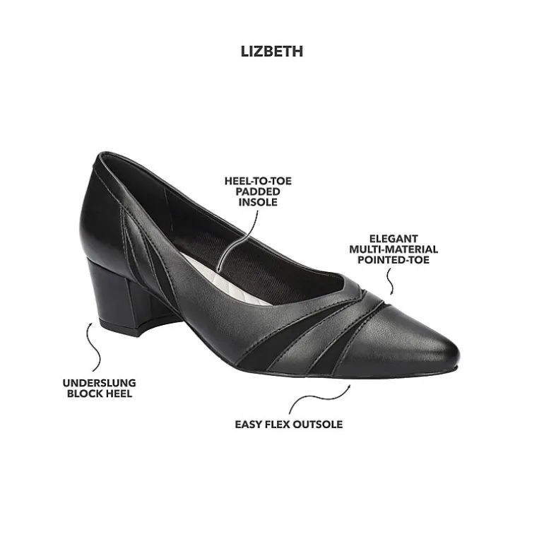 Easy Street Lizbeth Womens Pointed Closed Toe Block Heel Pumps