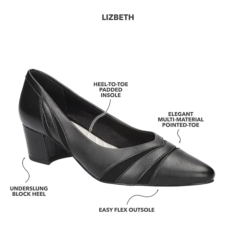 Easy Street Lizbeth Womens Pointed Closed Toe Block Heel Pumps