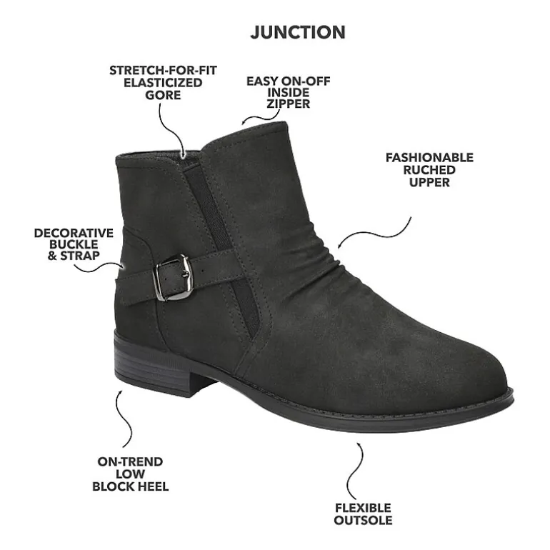 Easy Street Womens Junction Block Heel Booties