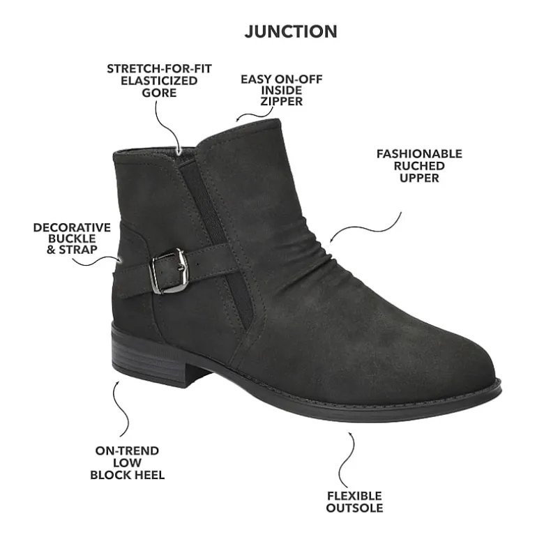 Easy Street Womens Junction Block Heel Booties