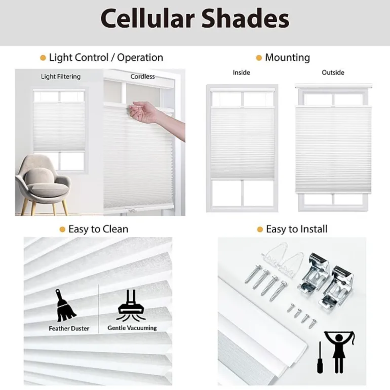 Eco Estates Cut-To-Width Cordless Top Down Bottom Up Light-Filtering Cellular Shade