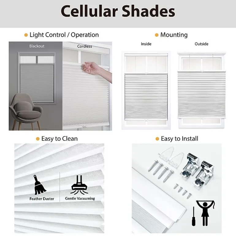 Eco Estates Cut-To-Width Cordless Top Down Bottom Up Blackout Cellular Shade