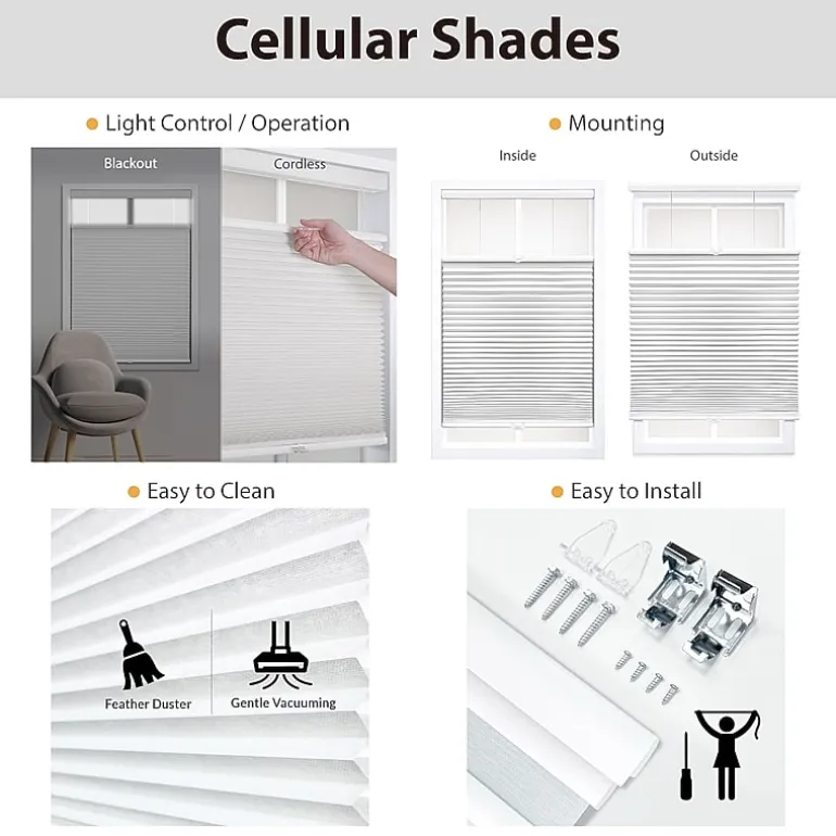 Eco Estates Cut-To-Width Cordless Top Down Bottom Up Blackout Cellular Shade