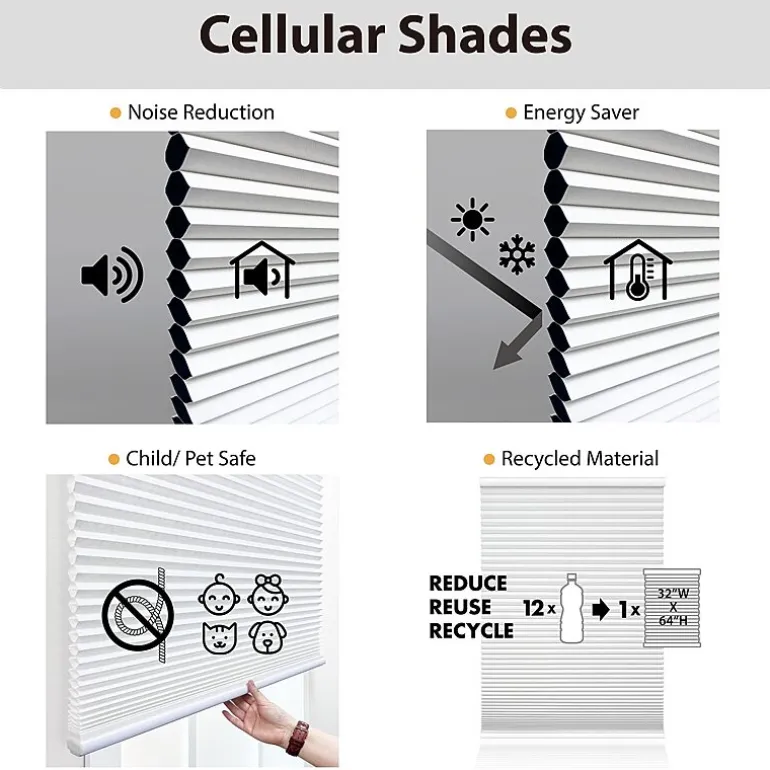 Eco Estates Cut-To-Width Cordless Top Down Bottom Up Blackout Cellular Shade