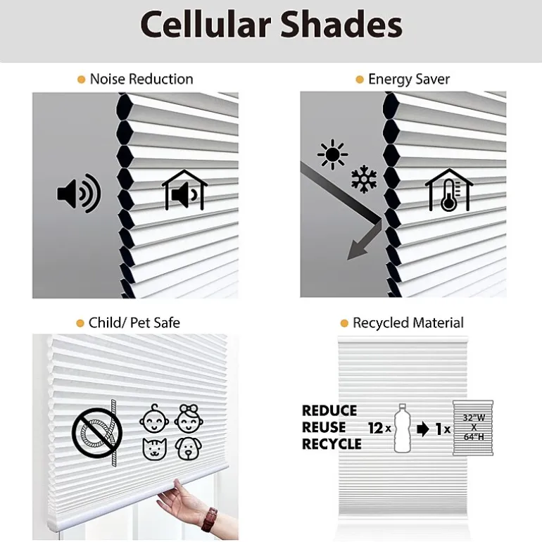 Eco Estates Cut-To-Width Cordless Top Down Bottom Up Blackout Cellular Shade