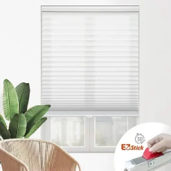 Eco Estates Ez Stick No Tool 1” Cut-to-Width Cordless Light Filtering Pleated Shade