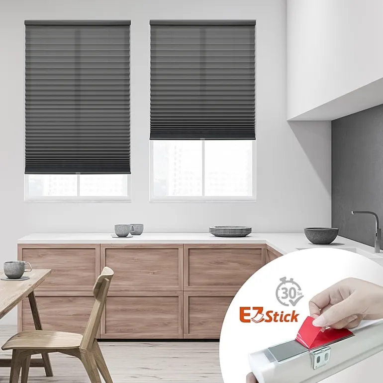 Eco Estates Ez Stick No Tool 1” Cut-to-Width Cordless Light Filtering Pleated Shade