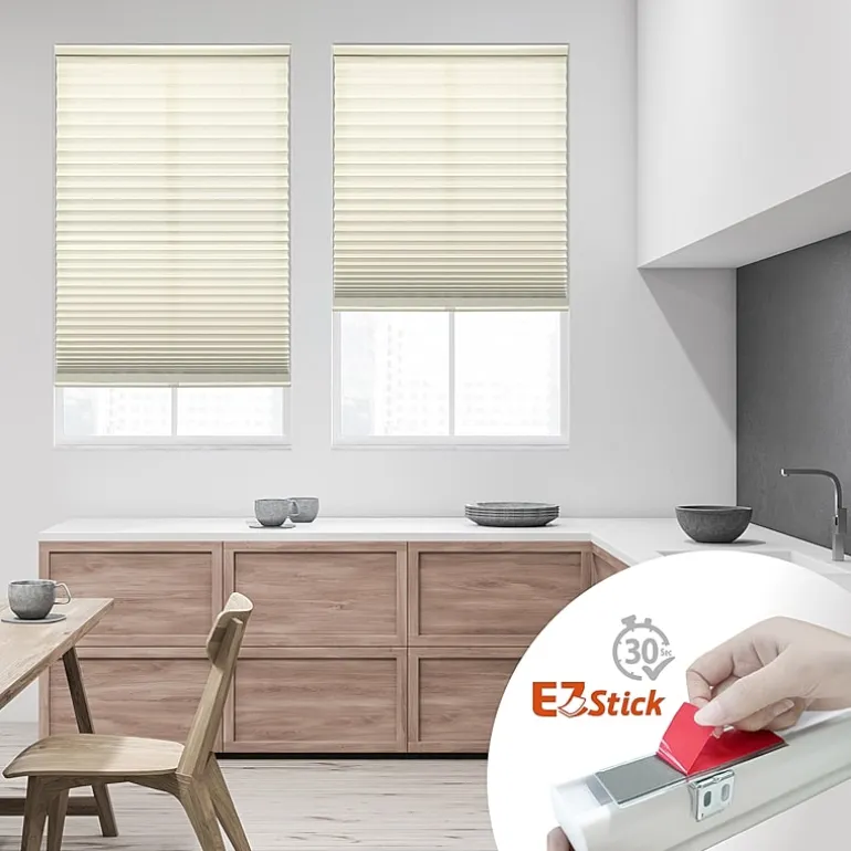 Eco Estates Ez Stick No Tool 1” Cut-to-Width Cordless Light Filtering Pleated Shade