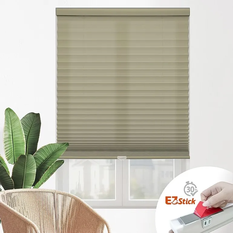 Eco Estates Ez Stick No Tool 1” Cut-to-Width Cordless Light Filtering Pleated Shade
