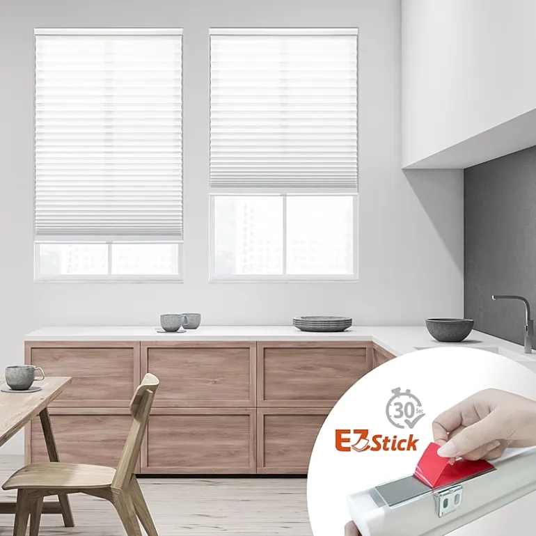 Eco Estates Ez Stick No Tool 1” Cut-to-Width Cordless Light Filtering Pleated Shade