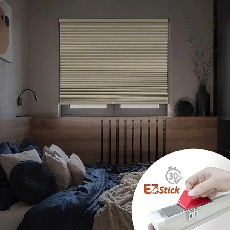 Eco Estates Ez Stick No Tool 1.5" Cut-To-Width Cordless 100% Blackout Cellular Shade