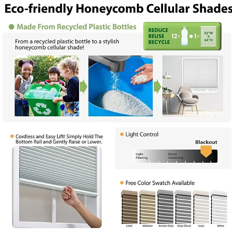 Eco Estates Honeycomb Custom Cordless Blackout Cellular Shade