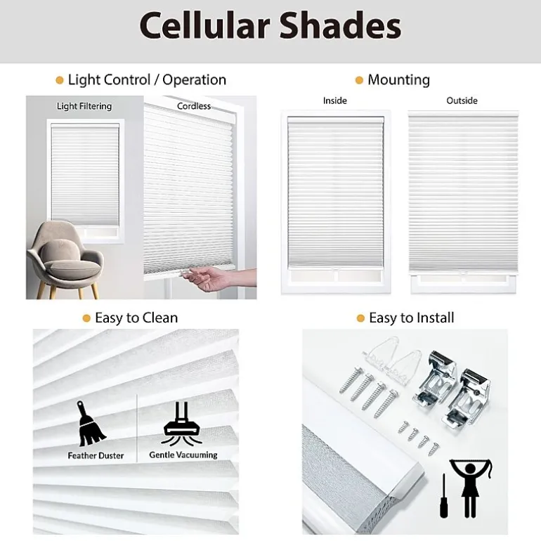 Eco Estates Honeycomb Cut-To-Width Cordless Light-Filtering Cellular Shade