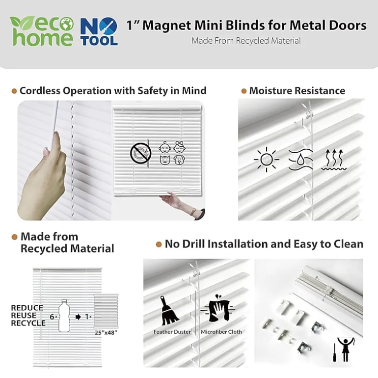 Eco Estates Magnetic 1" Room Darkening Cordless Mini Blind