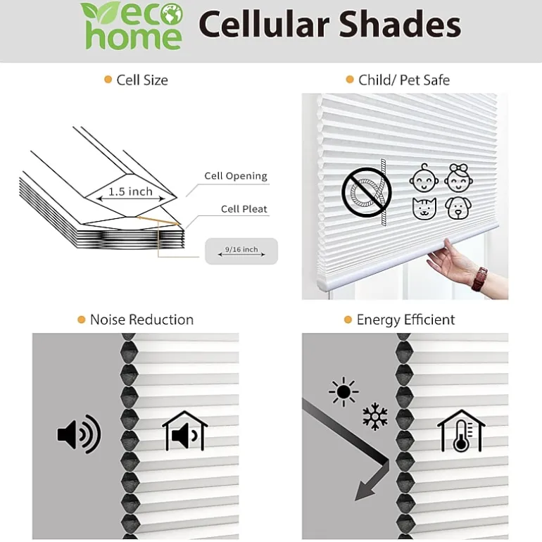 Eco Estates Modern Signature Collection Custom Cordless Light-Filtering Cellular Shade