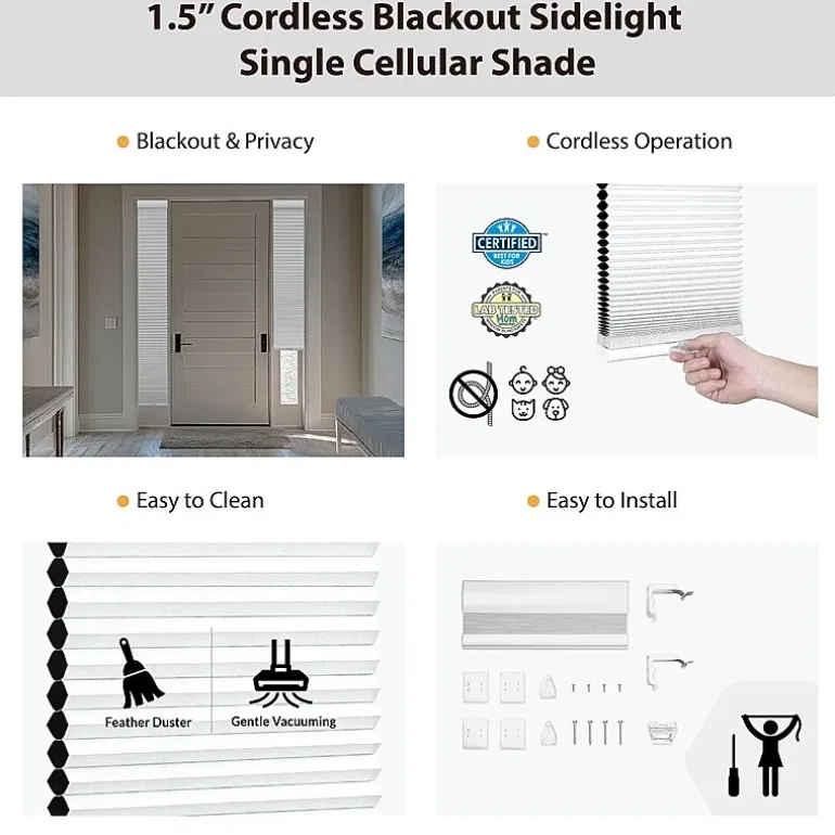 Eco Estates Sidelight Cut-To-Width Cordless 100% Blackout Cellular Shade