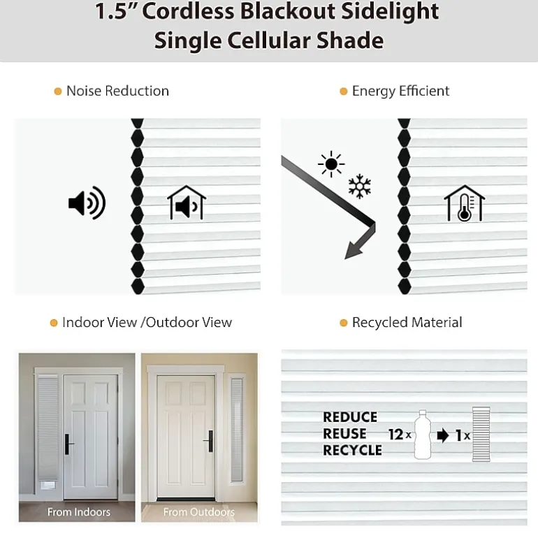 Eco Estates Sidelight Cut-To-Width Cordless 100% Blackout Cellular Shade
