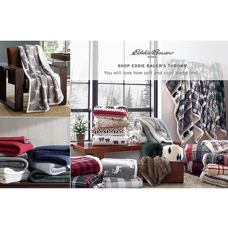 Eddie Bauer Pine Plaid Washable Lightweight Throw