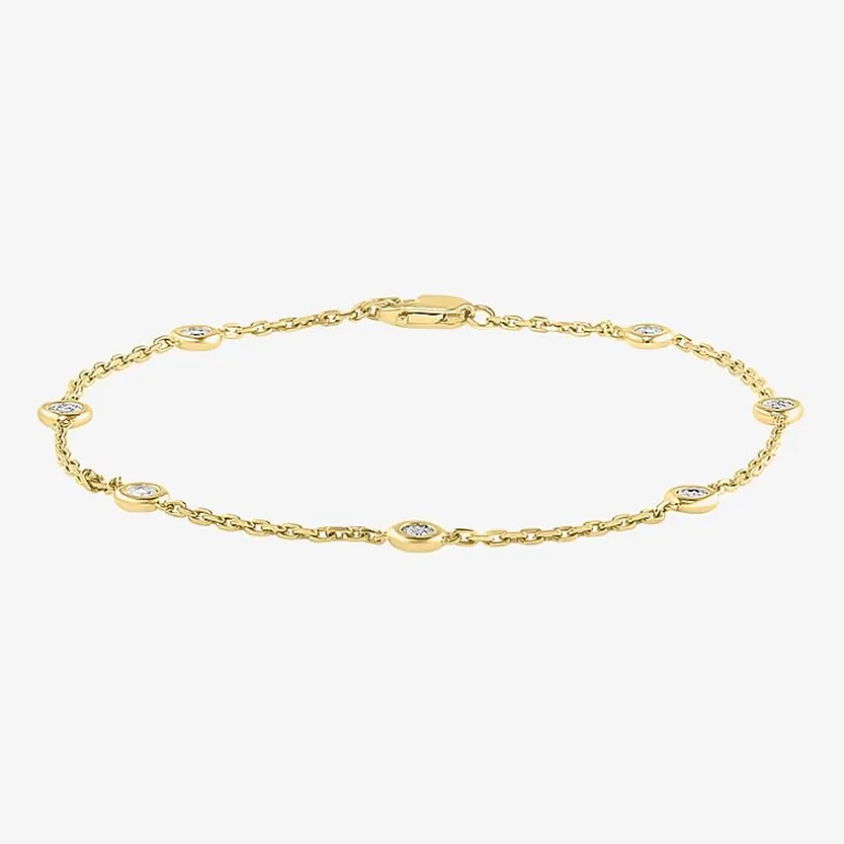 Effy Final Call Limited Quantities! Womens Diamond Accent Natural White Diamond 14K Gold Over Silver Strand Bracelet