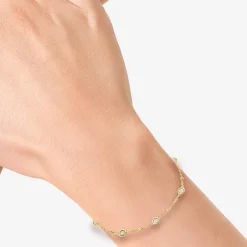 Effy Final Call Limited Quantities! Womens Diamond Accent Natural White Diamond 14K Gold Over Silver Strand Bracelet