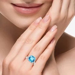 Effy Final Call  Womens Genuine Gemstone 14K White/Yellow/Rose Gold Cushion Cocktail Ring