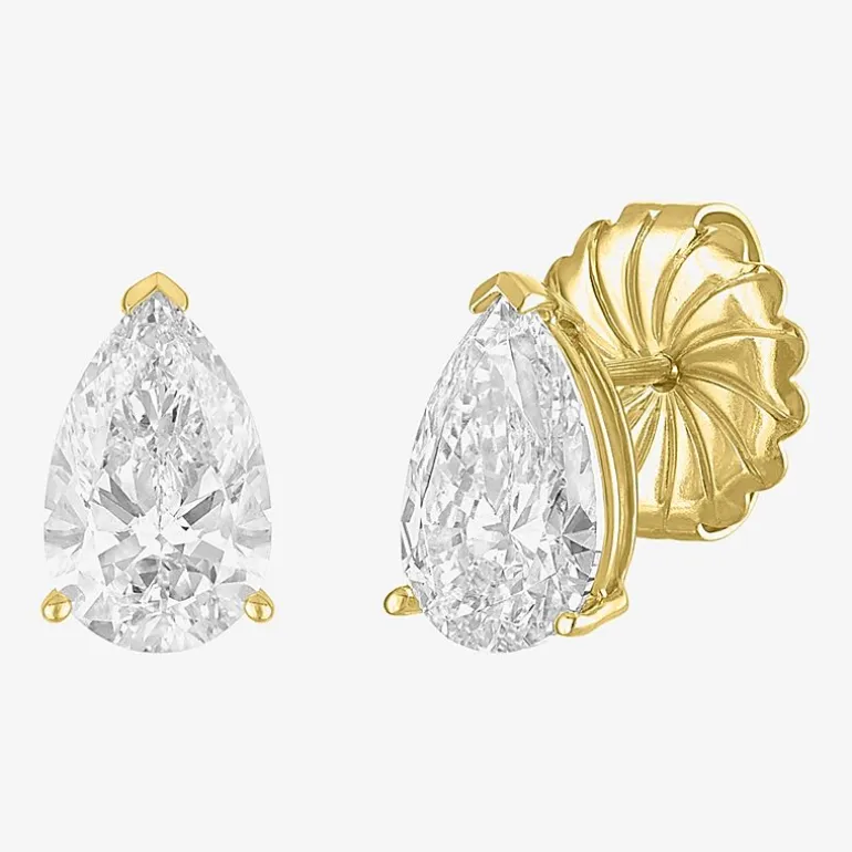 ( E-F/Si1-Si2 ) 3 CT. T.W. Lab-Grown Diamond 14K Gold 10.6mm Pear Stud Earrings