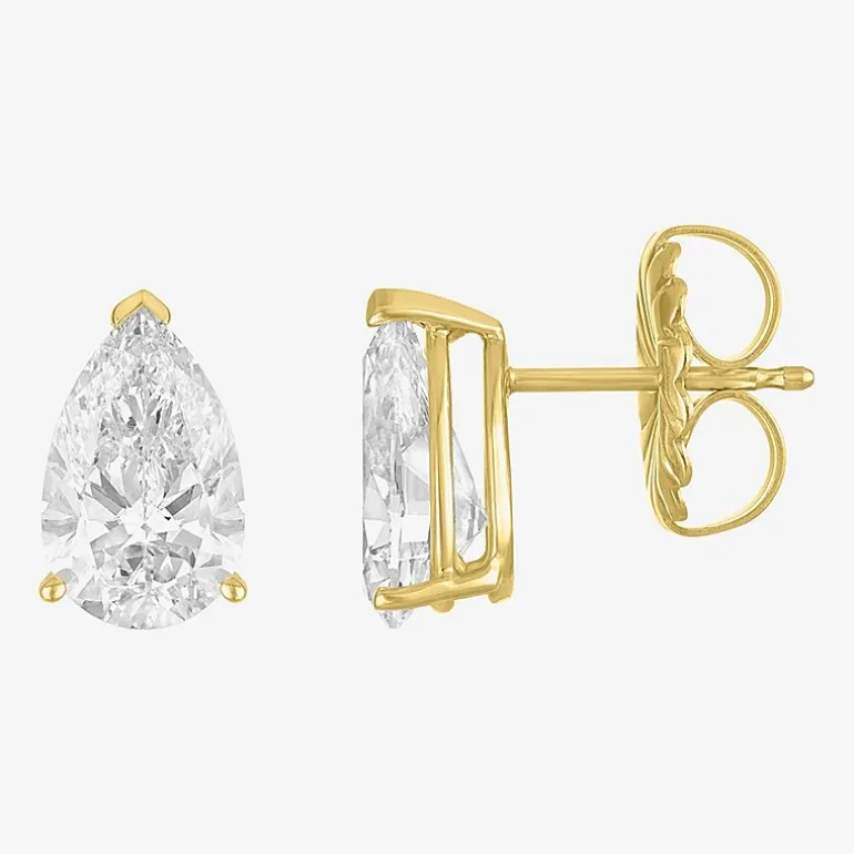 ( E-F/Si1-Si2 ) 3 CT. T.W. Lab-Grown Diamond 14K Gold 10.6mm Pear Stud Earrings