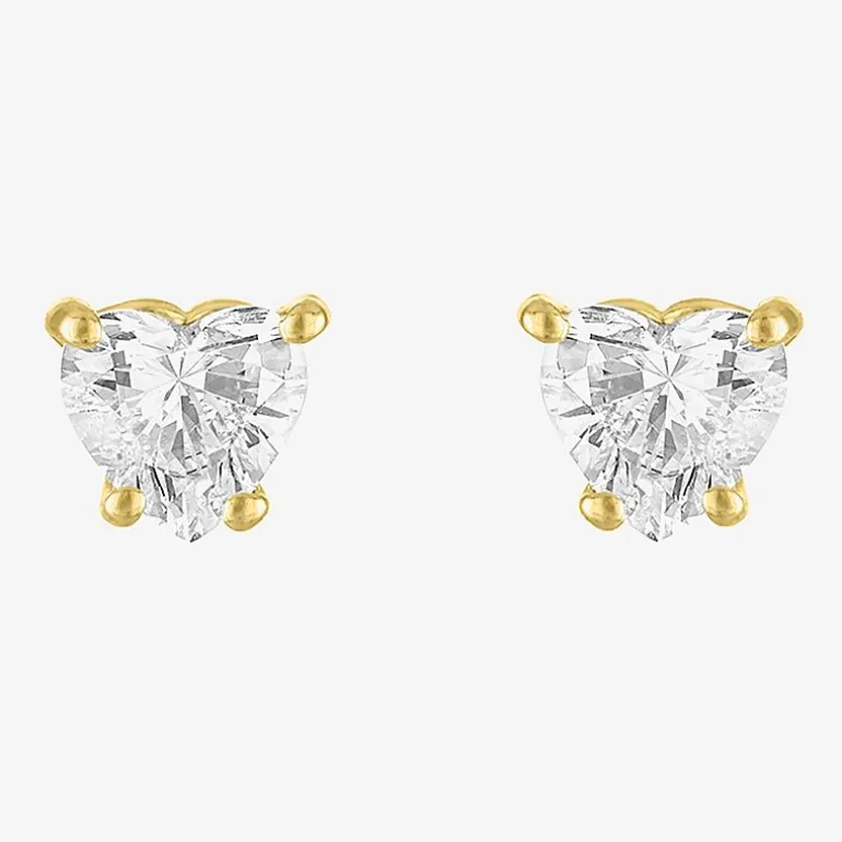 ( E-F/Si1-Si2 ) 1/2 CT. T.W. Lab-Grown Diamond 10K Gold 5.1mm Heart Stud Earrings