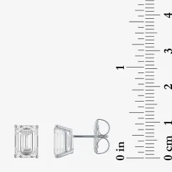 ( E-F/Si1-Si2 ) 4 CT. T.W. Lab-Grown Diamond 14K Gold 9mm Emerald Stud Earrings