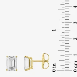 ( E-F/Si1-Si2 ) 4 CT. T.W. Lab-Grown Diamond 14K Gold 9mm Emerald Stud Earrings