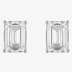 ( E-F/Si1-Si2 ) 4 CT. T.W. Lab-Grown Diamond 14K Gold 9mm Emerald Stud Earrings